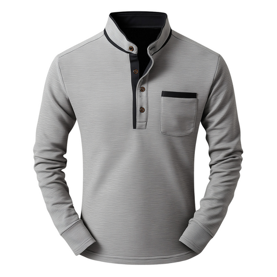 Men's Vintage Casual Henley Collar Cotton Blend Long Sleeve T-Shirt 9907263701176