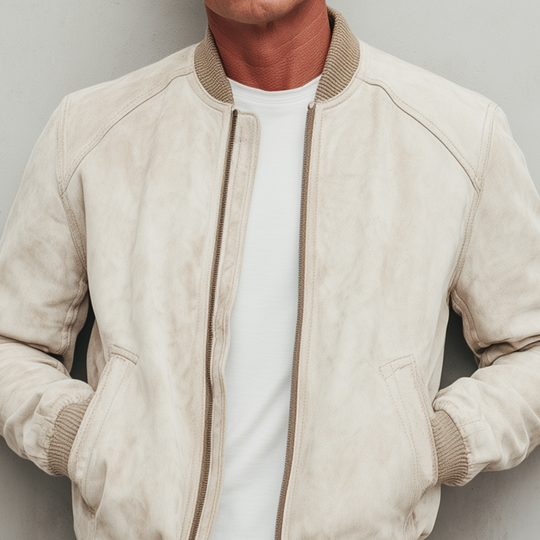 Men's Classic Casual Lightweight Suede Zip-Up Bomber Jacket DTT25080118