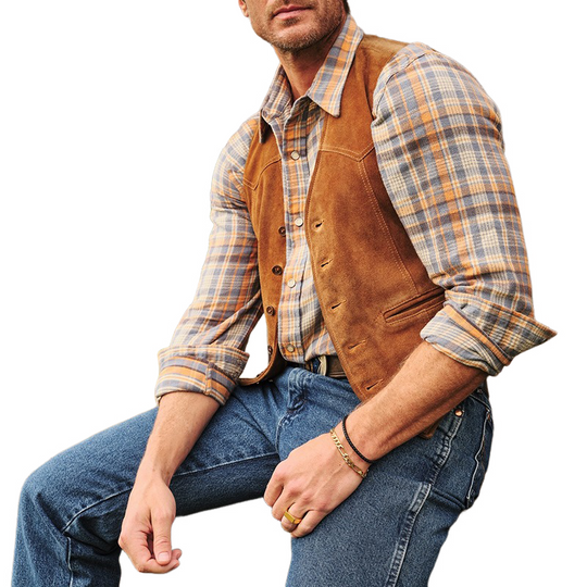 Men's Vintage Suede Single-Breasted Vest DTT25080611