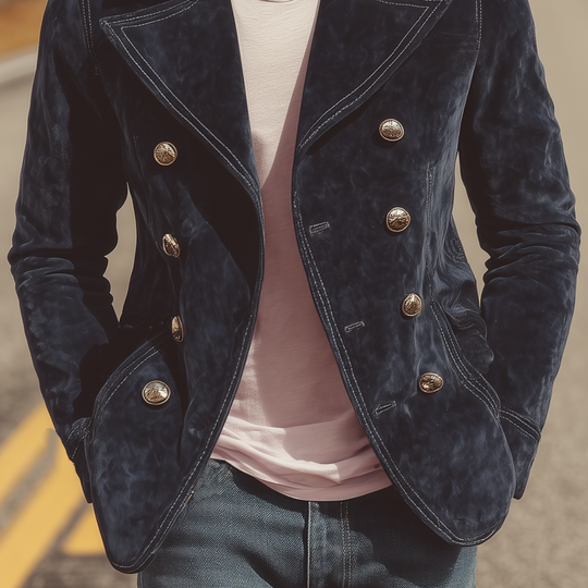 Men's Classic Retro Western Lapel Suede Double Breasted Jacket DTT25081412