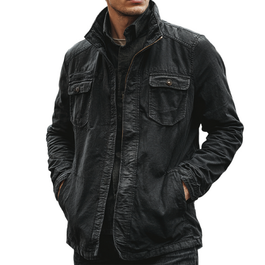 Men's Vintage Cotton Lapel Zipper Slim Fit Jacket DTT25081511