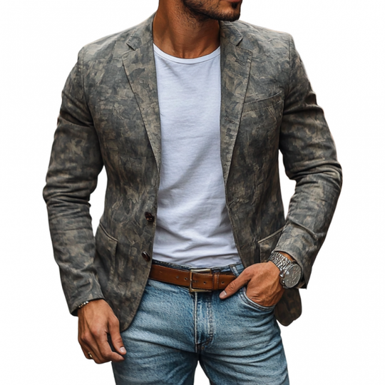 Men's Casual Outdoor Camouflage Print Notched Lapel Single-breasted Slim Fit Blazer DTT25060314