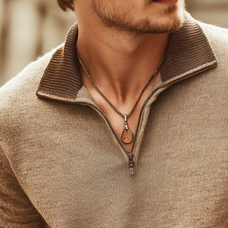 Men's Business Quarter Zipper Neck Knit Short Sleeve T-Shirt DTT25071410