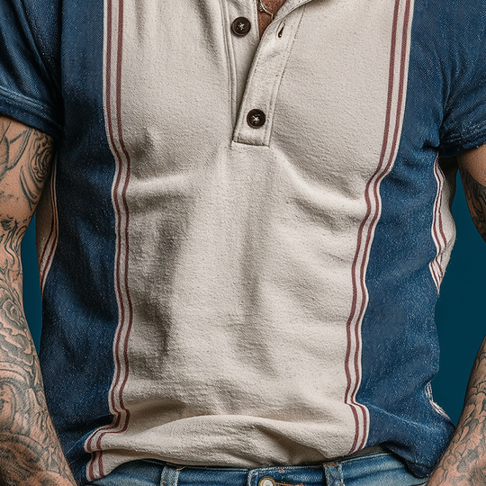 Men's Summer Retro Printed Cotton Blended Short Sleeve Polo Shirt DTT25071615