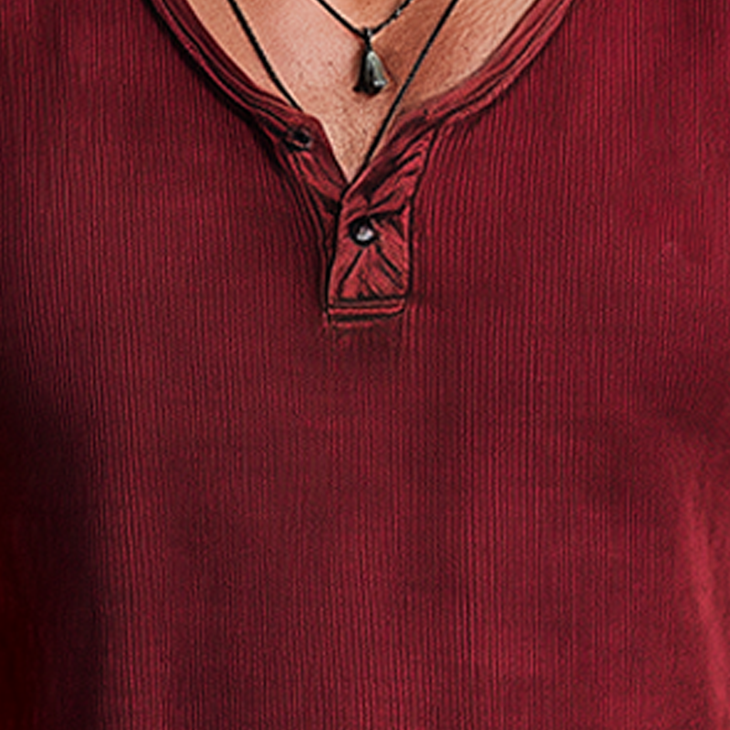 Men's Summer Fashion Thin Corduroy Henley Collar Tank Top DTT25062712