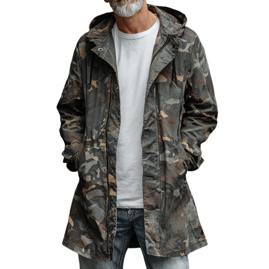 Men's Camouflage Hooded Mid-length Cargo Coat DTT25082031