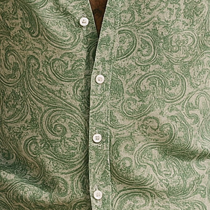 Men's Summer Fashion Printed Polyester Blended Short Sleeve Shirt DTT25061008