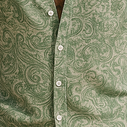 Men's Summer Fashion Printed Polyester Blended Short Sleeve Shirt DTT25061008