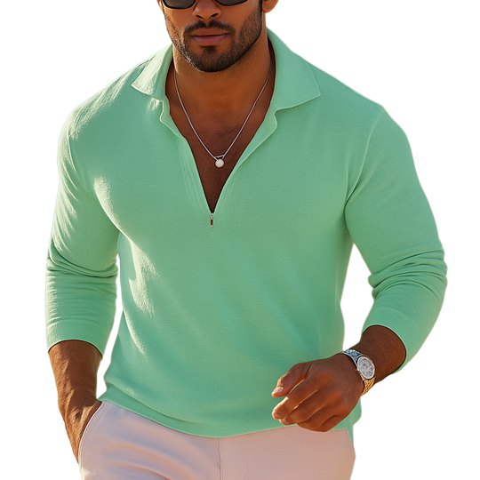 Men's Knitted Solid Color Casual Loose Zipper Sweater DTT25073010