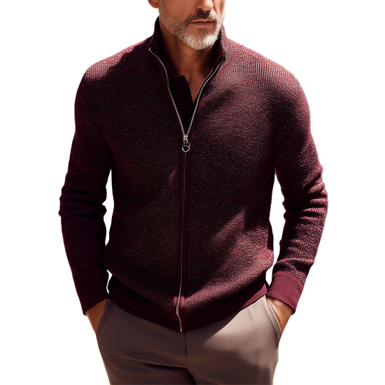 Men's Vintage Heather Zippered Knit Jacket DTT25081102