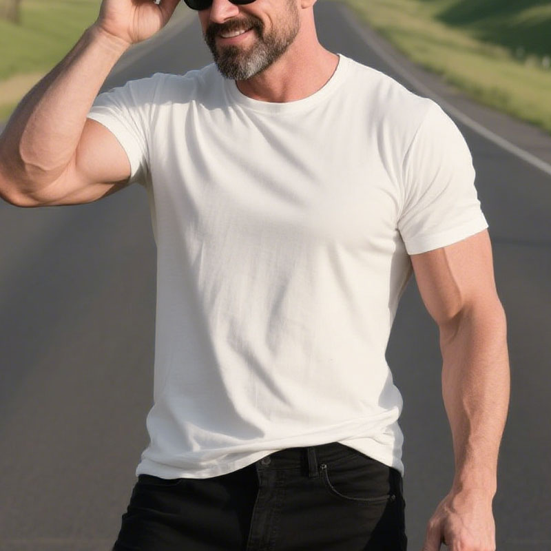 100% Cotton Short Sleeve Solid Color Simple T-Shirt Dtt250600581