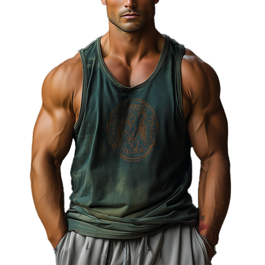 Men's Summer Fashion Printed Gradient Polyester Blend Tank Top DTT25061314