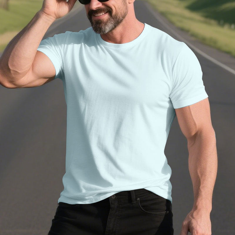 100% Cotton Short Sleeve Solid Color Simple T-Shirt Dtt250600581