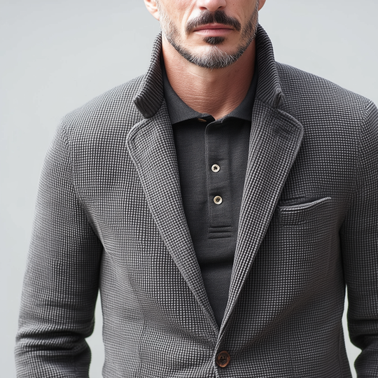 Men's Small Square Fabric Notch Lapel Two Buttons Casual Blazer DTT25082214