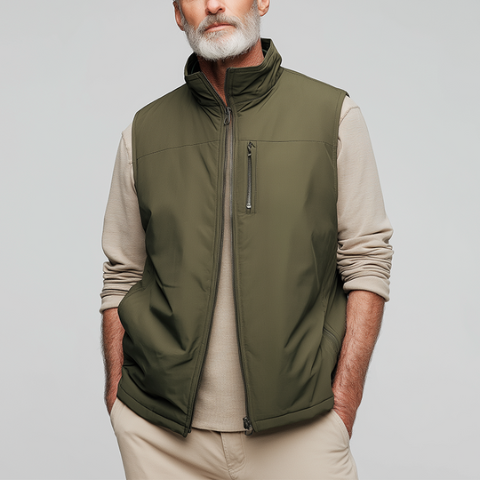 Men's Simple Solid Color Blended Double-head Zipper Vest DTT25081108