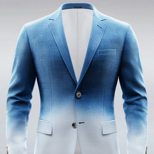 Men's Ombre Pattern Notch Lapel Two Button Long Sleeve Blazer 9953099514040