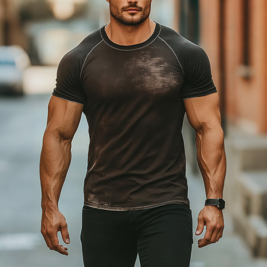 Men's Print Round Neck Short Sleeve T-shirt DTT25061301