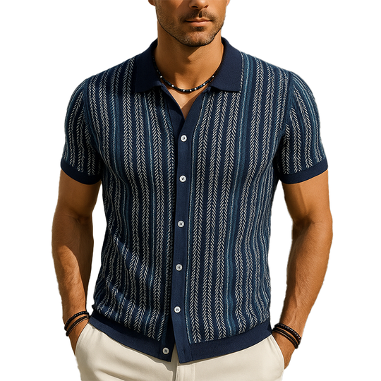 Men's Summer Fashion Knitted Short Sleeve Shirt DTT25071020