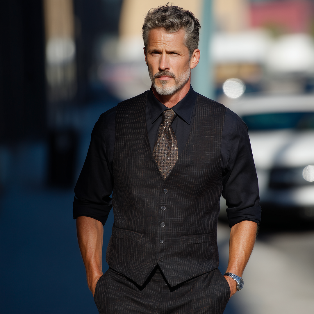 Men's Stylish And Elegant Small Check Suit Vest DTT25090412