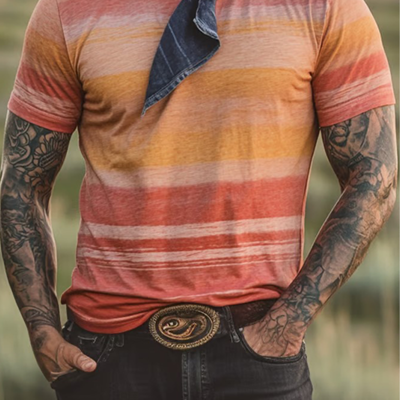 Men's Printed Round Neck Short Sleeve T-Shirt DTT25062705