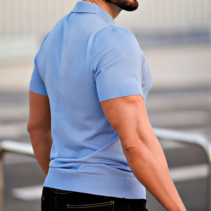 Men's Solid Color Summer Knitted Short-Sleeved Polo Shirt DTT25061713
