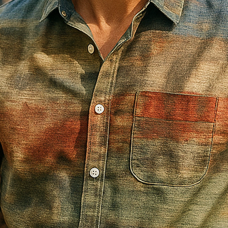 Men's Summer Fashion Printed Polyester Blended Short Sleeve Shirt DTT25061006
