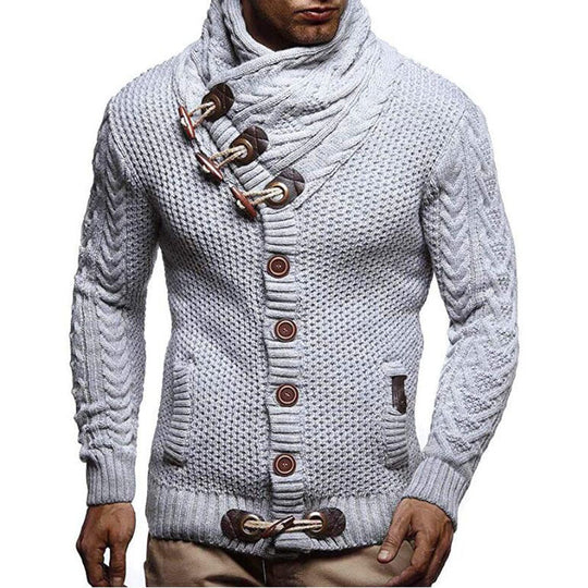 Men's High Neck Buttoned Wool Sweater 9878561128632