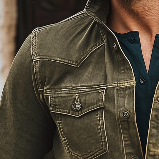 Men's Classic Faded Stand Collar Denim Jacket DTT25090403