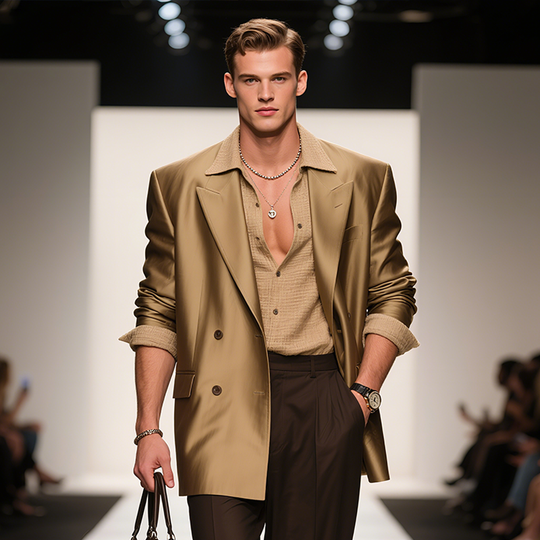 Men's Classic Vintage Style Luxe Satin Double Breasted Blazer DTT25062616