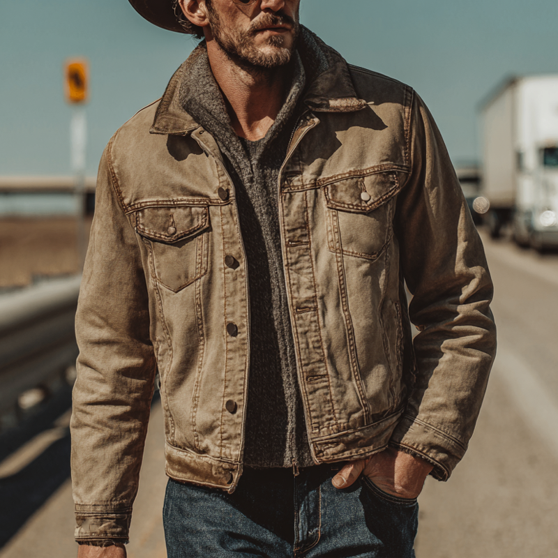 Men's Vintage Western Style Lapel Denim Jacket DTT25081120