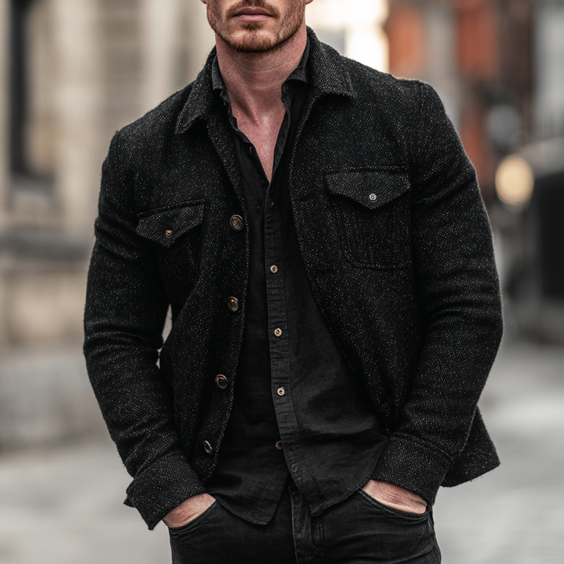 Men's Blended Fabric Single-breasted Jacket DTT25081215