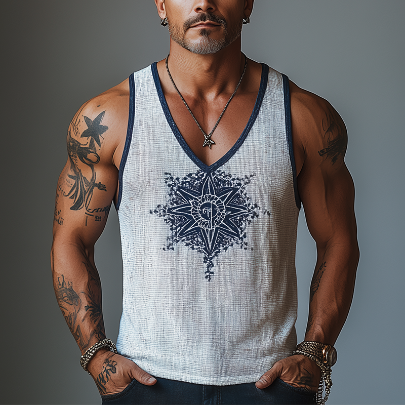 Men's Summer Fashion Printed Waffle Tank Top DTT25062708