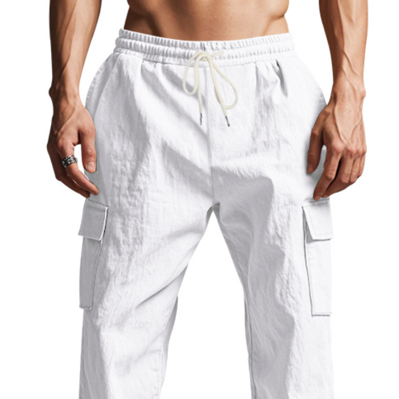 Men's Casual Loose Multi-Pocket Linen Pants 9890061680824