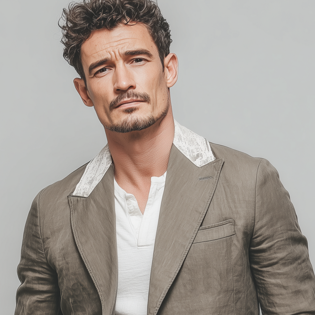 Men's Stylish Casual Cotton And Linen Blend Collar And Cuffs Lace Single-breasted Blazer DTT25073014