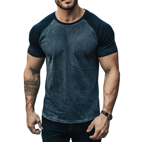 Men's Colorblock Round Neck Short Sleeve T-shirt DTT25061303