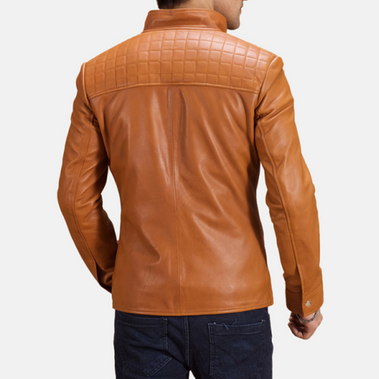Men's Classic Casual Stand Collar Pocket Leather Jacket 9899735515320