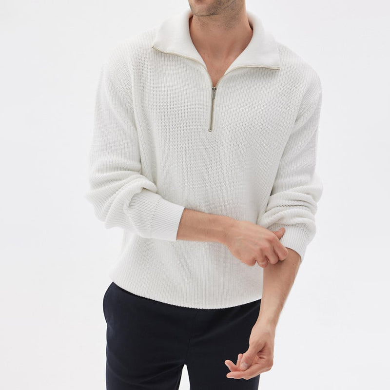Men's Zipper Half High Neck Knitted Sweater 9884530901176