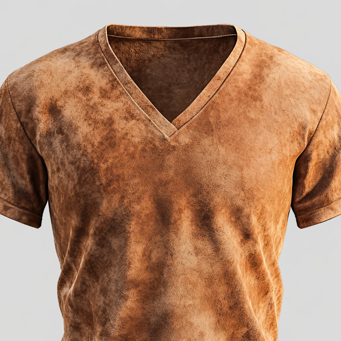 Men's Casual V Neck Short Sleeve Suede T-Shirt 9913235439800