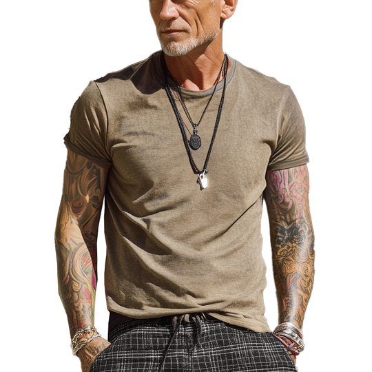 Men's Summer Thin Faux Suede Short Sleeve T-Shirt DTT25071713