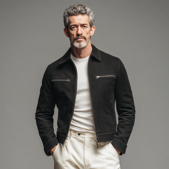 Men's Classic Casual Detachable Fur Collar Slim Fit Cotton Blend Jacket DTT25081409