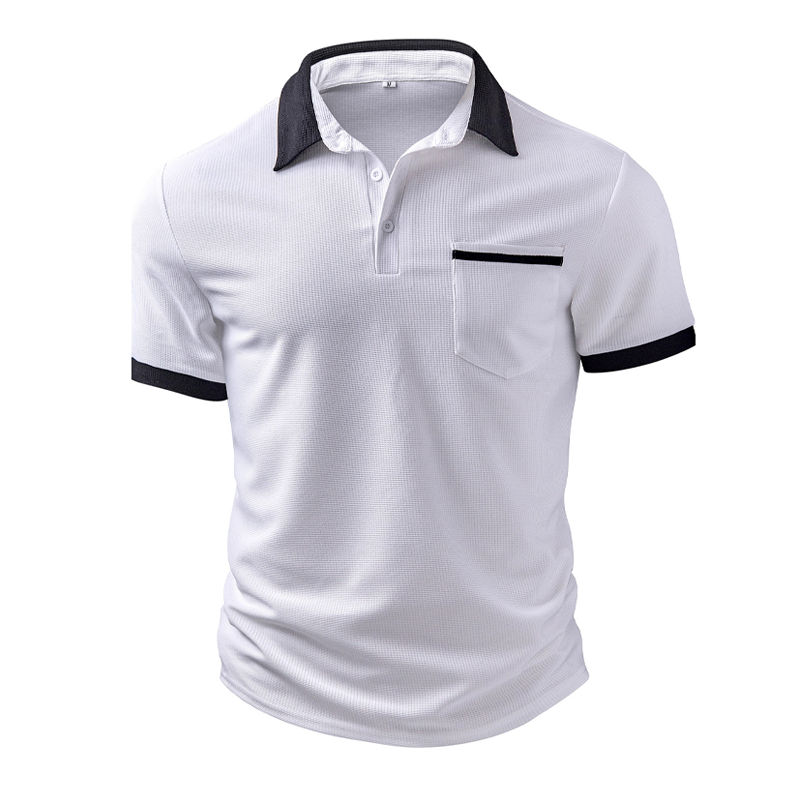Men's Colorblock Waffle Short Sleeve Polo Shirt DTT25080112