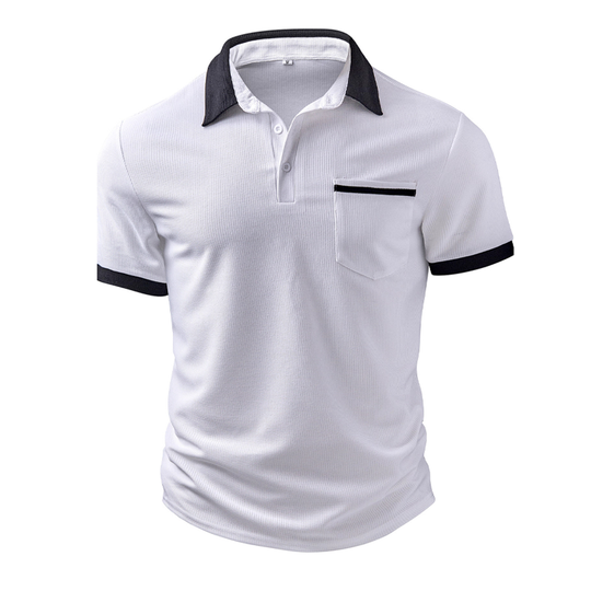 Men's Colorblock Waffle Short Sleeve Polo Shirt DTT25080112