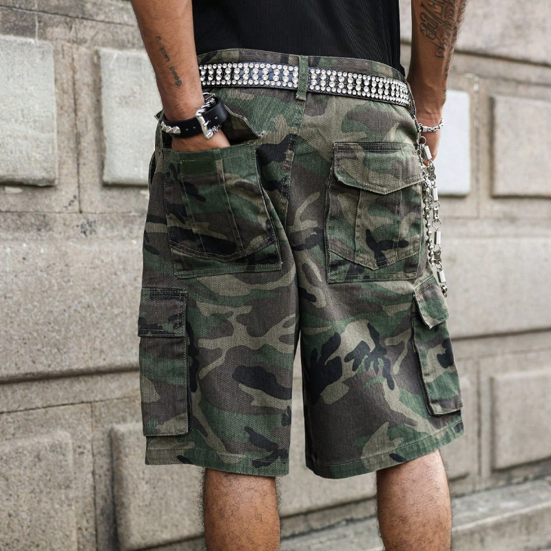 Men's Fashion Loose Camo Multi-pocket Cargo Shorts DTT25061810
