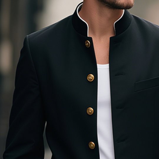 Men's Retro Casual Stand Collar Single Breasted Blazer DTT25071815