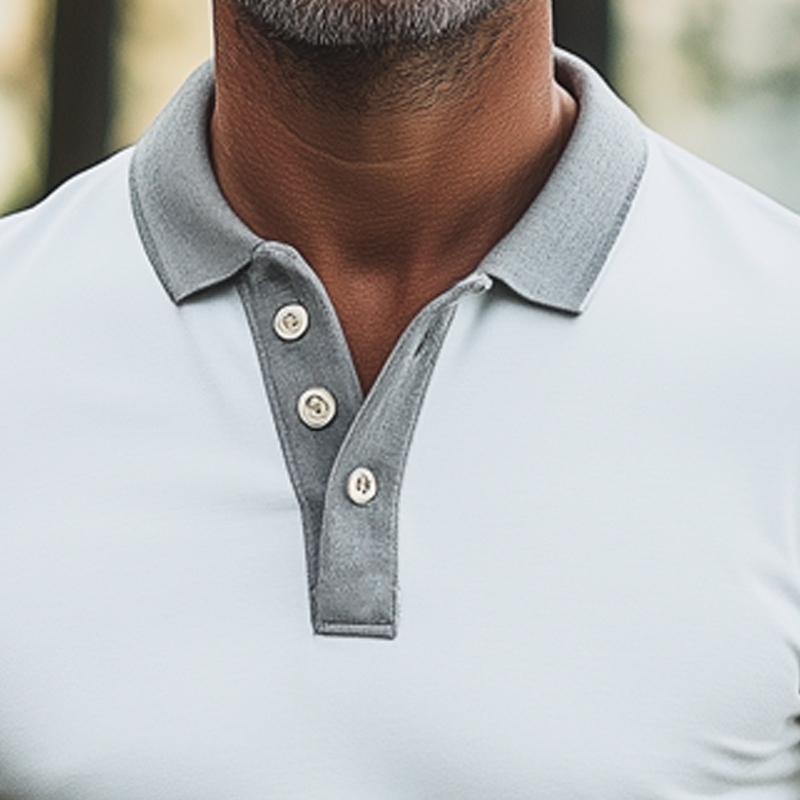Men's Business Colorblock Polo Neck Short Sleeve T-Shirt DTT25072515
