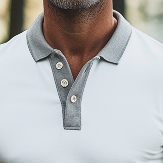 Men's Business Colorblock Polo Neck Short Sleeve T-Shirt DTT25072515