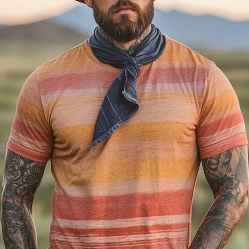 Men's Printed Round Neck Short Sleeve T-Shirt DTT25062705