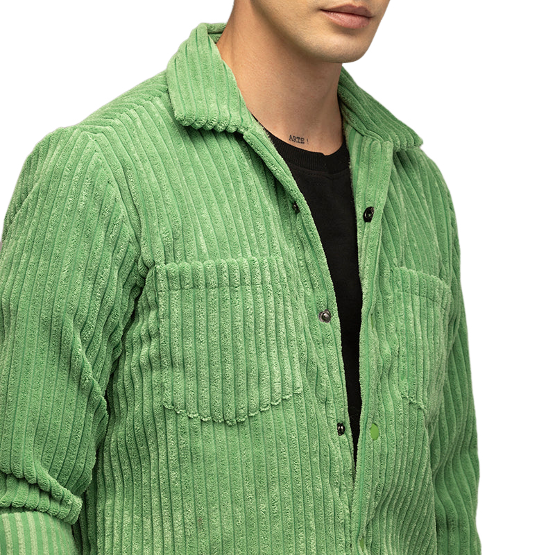 Men's Casual Trendy Lapel Corduroy Long-sleeved Shirt 9891529359544
