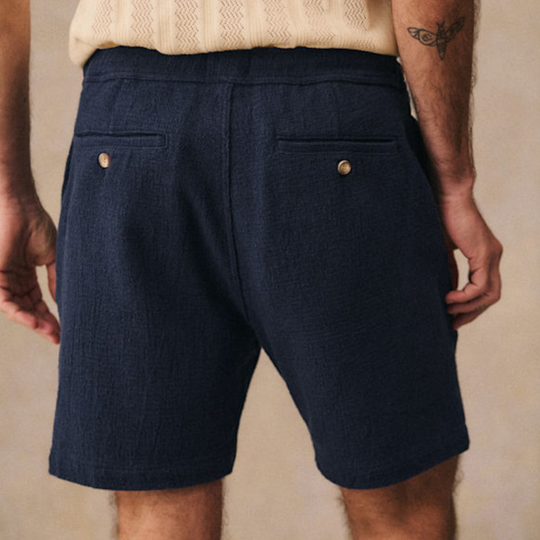 Men's Casual Breathable Cotton Blended Pleated Fabric Elastic Shorts DDT25052809