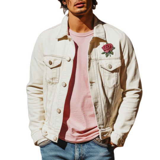 Men's Classic Casual Denim Embroidered Lapel Jacket 9892392206520